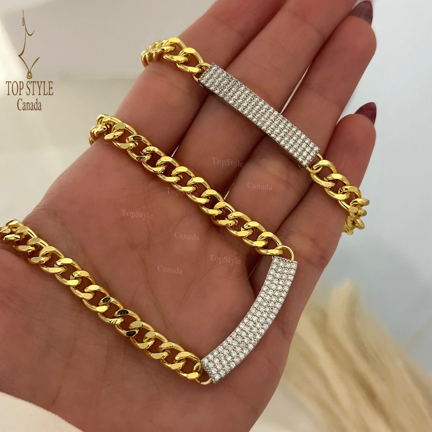 Two-Tone Gold-plated Clear ZC Chain set