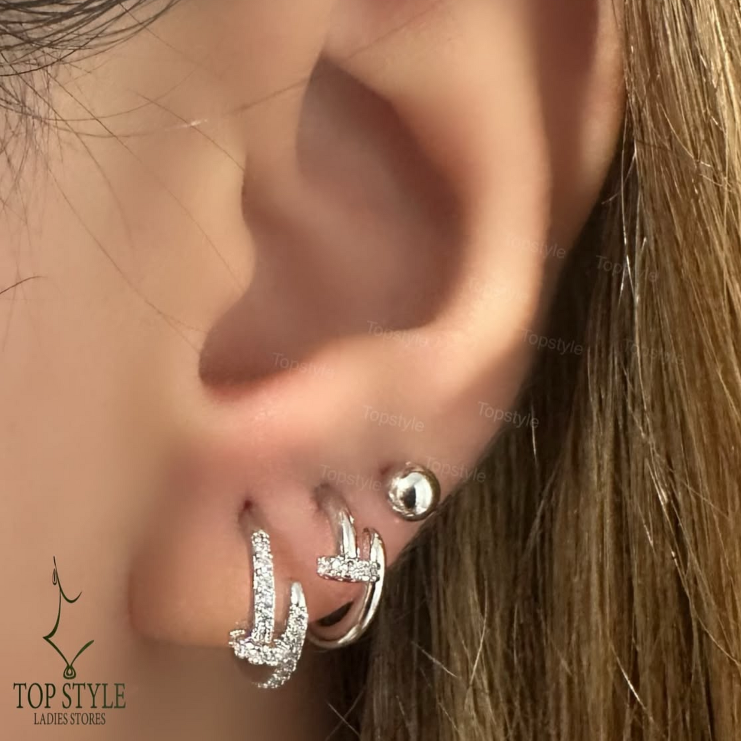 Gold-Plated Stud Earrings Set For Multiple Piercing