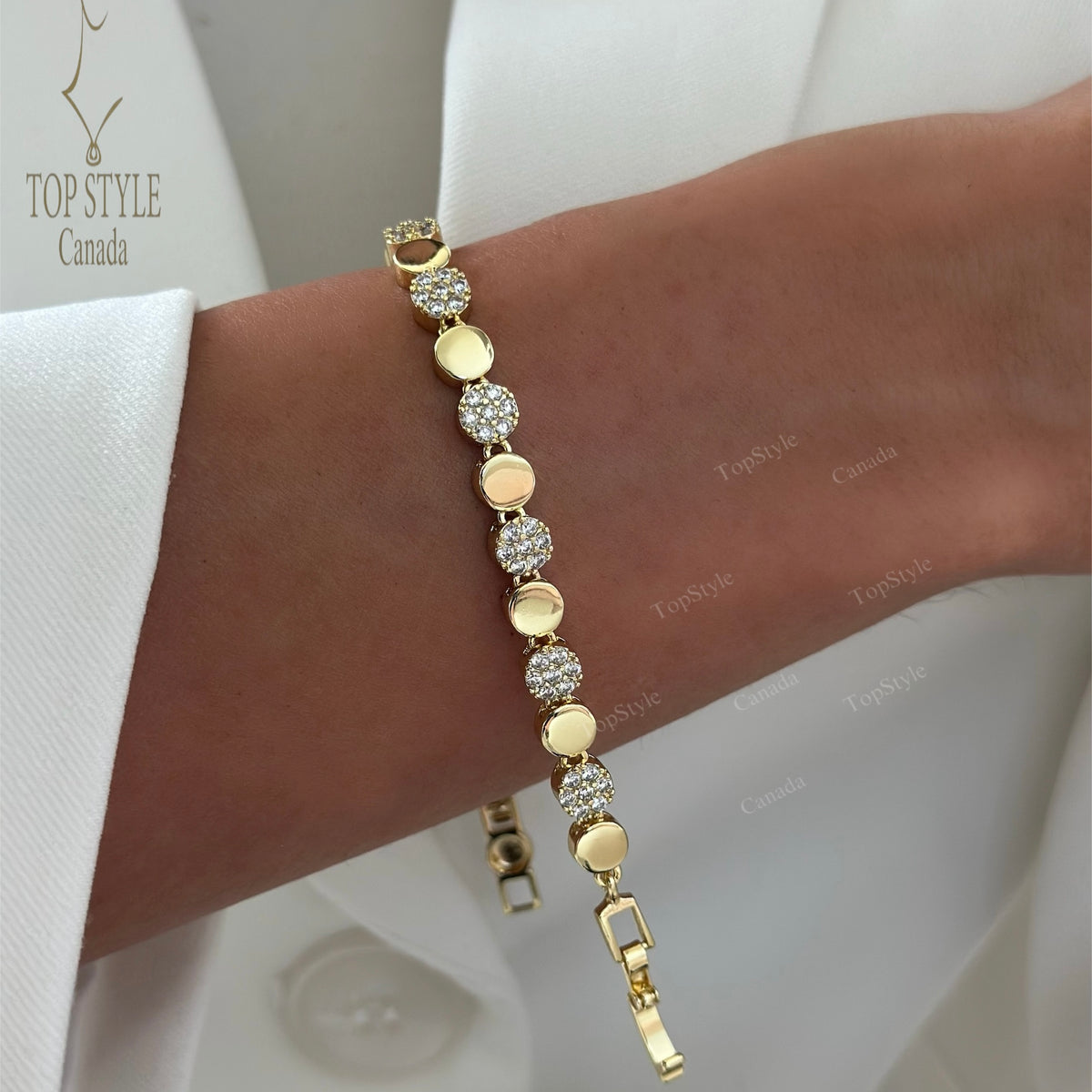 Luna CZ Disc Bracelet | 18K Gold Plated