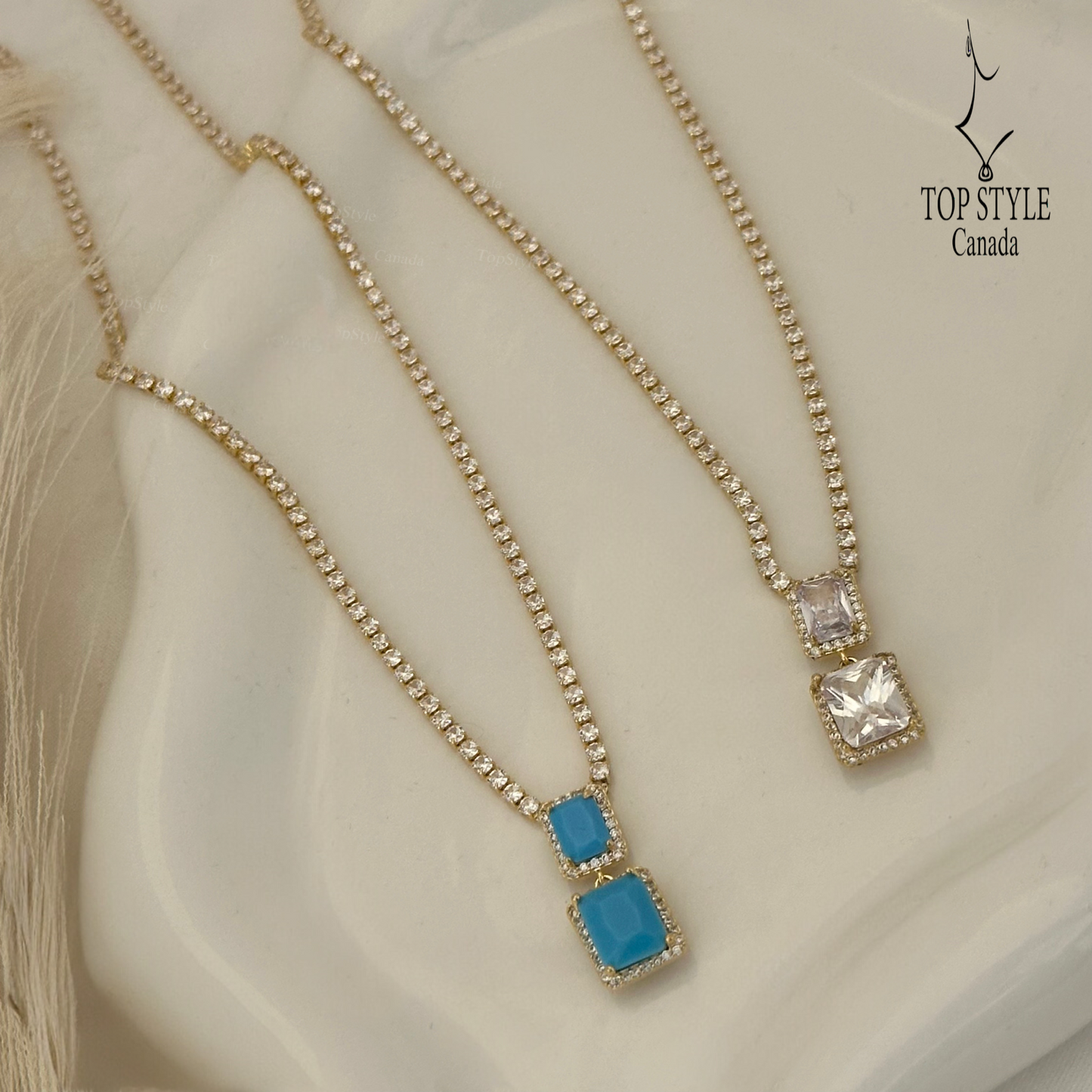 Double Drop Tennis Necklace