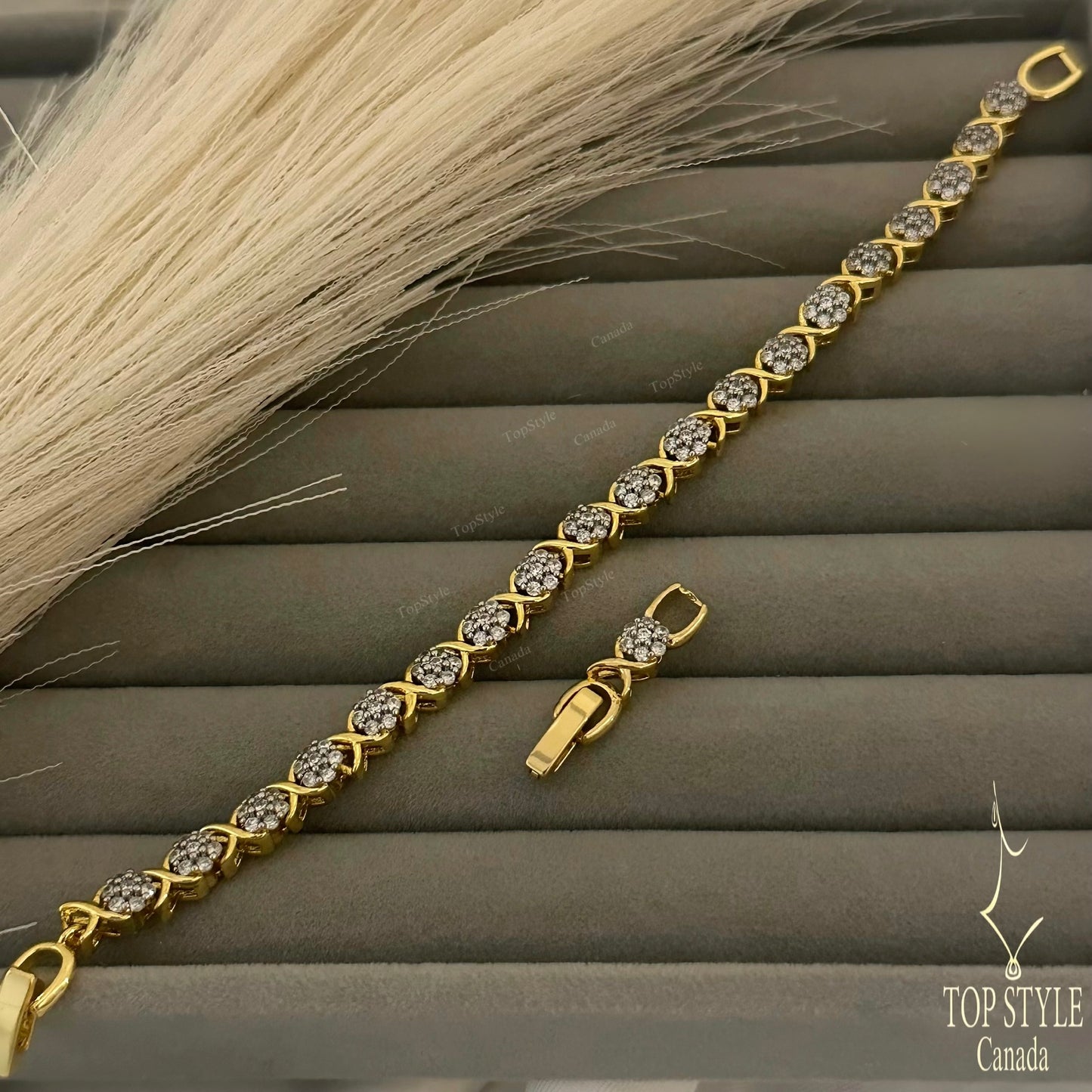 Gold Plated Two-Tone CZ Bracelet