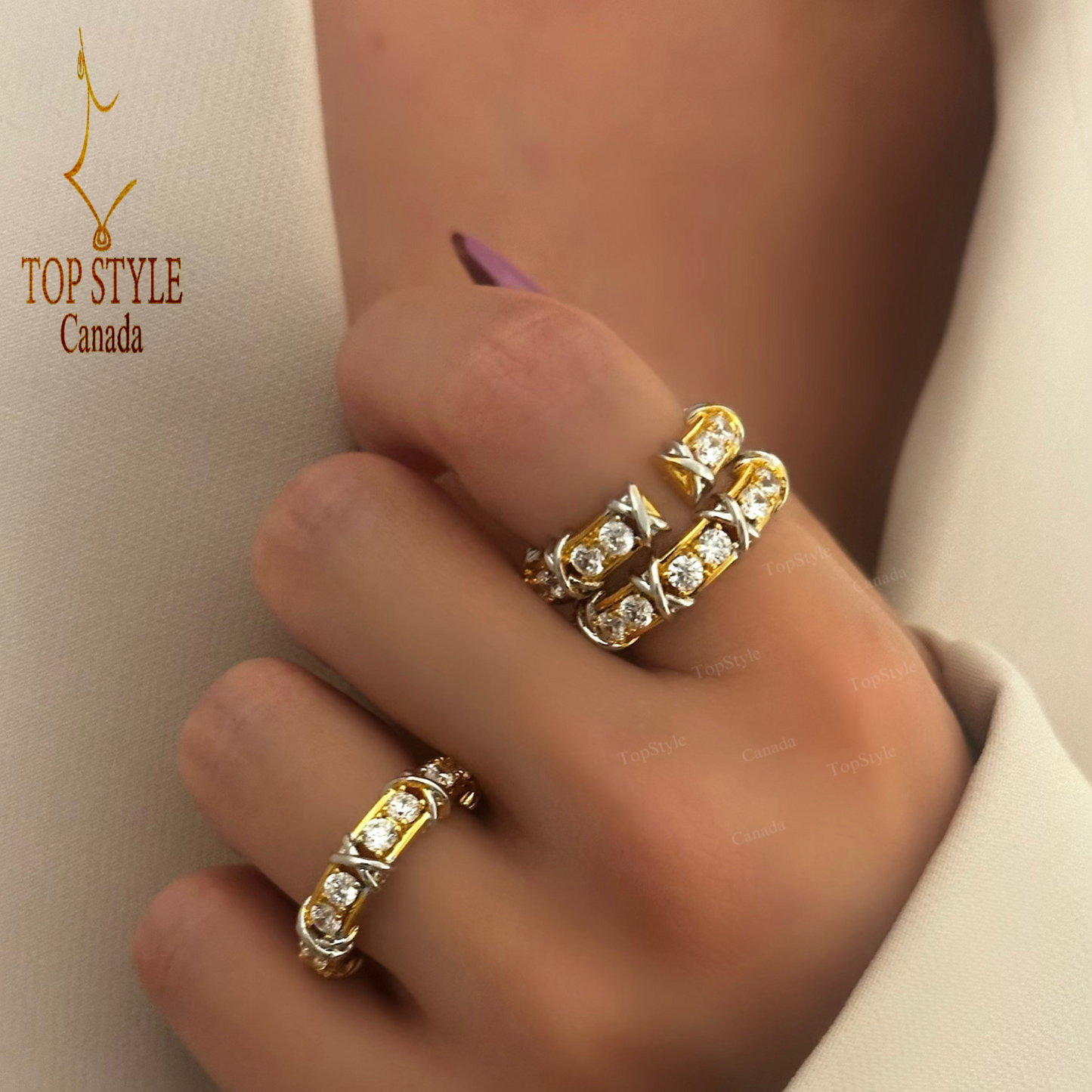 Two-Tone 18K Gold-Plated Ring