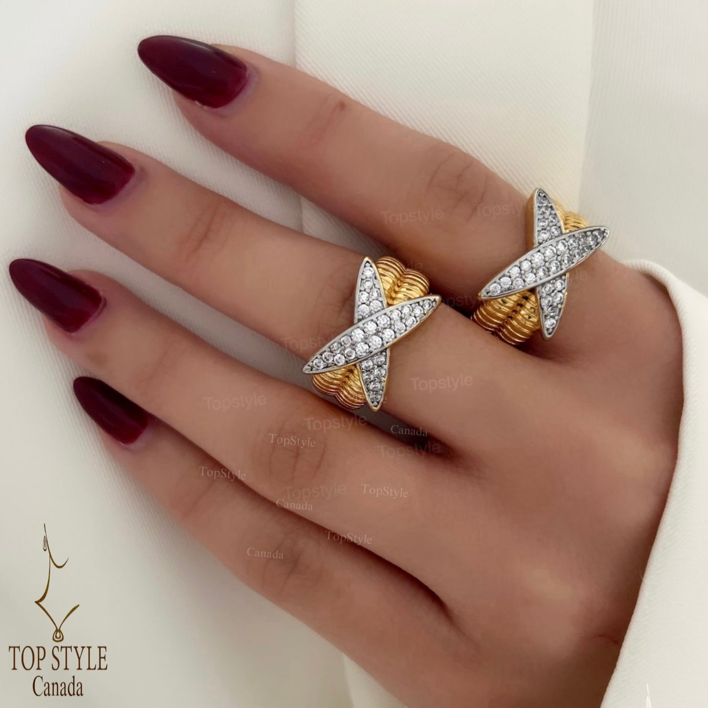 Two-Tone Gold-Plated Adjustable X Ring