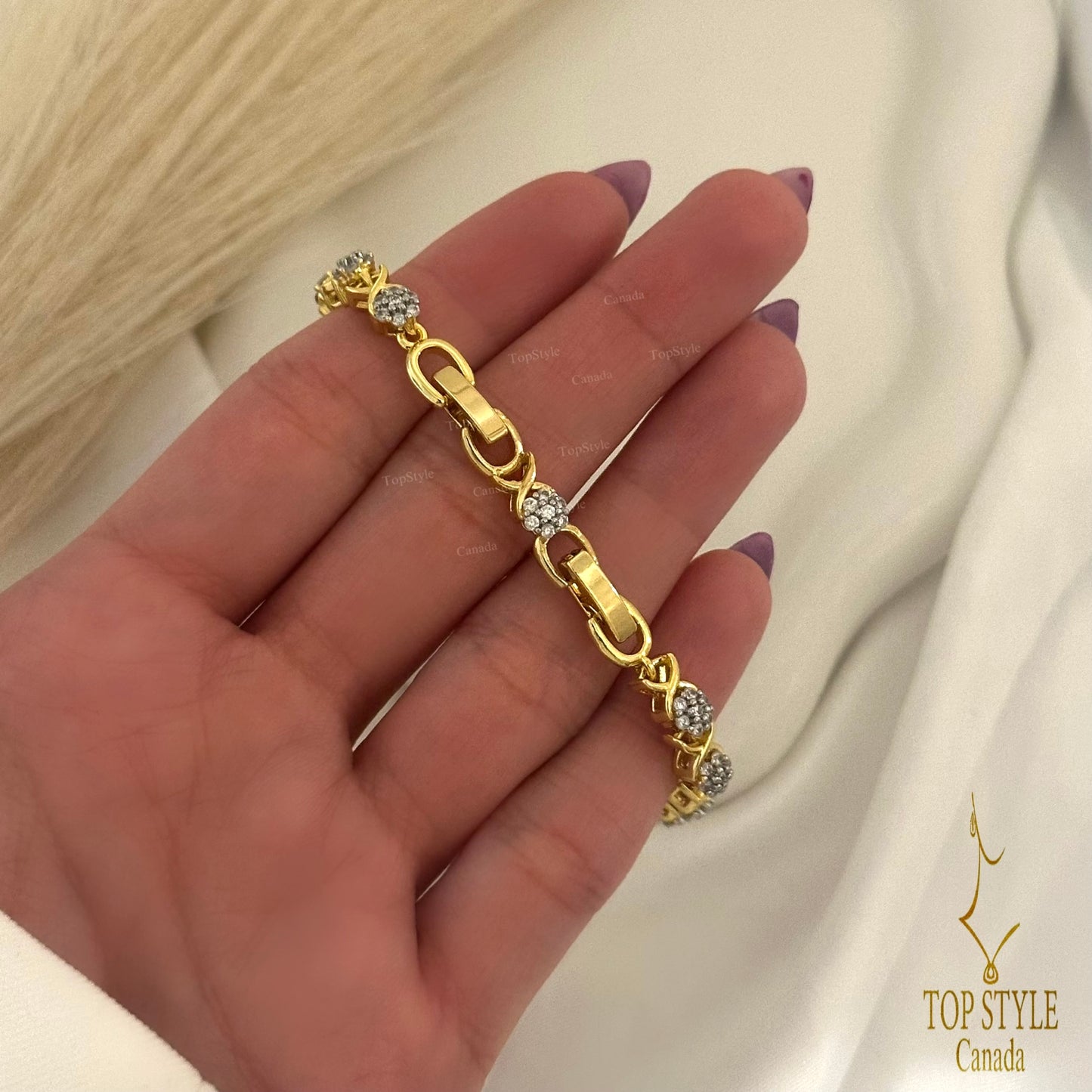 Gold Plated Two-Tone CZ Bracelet