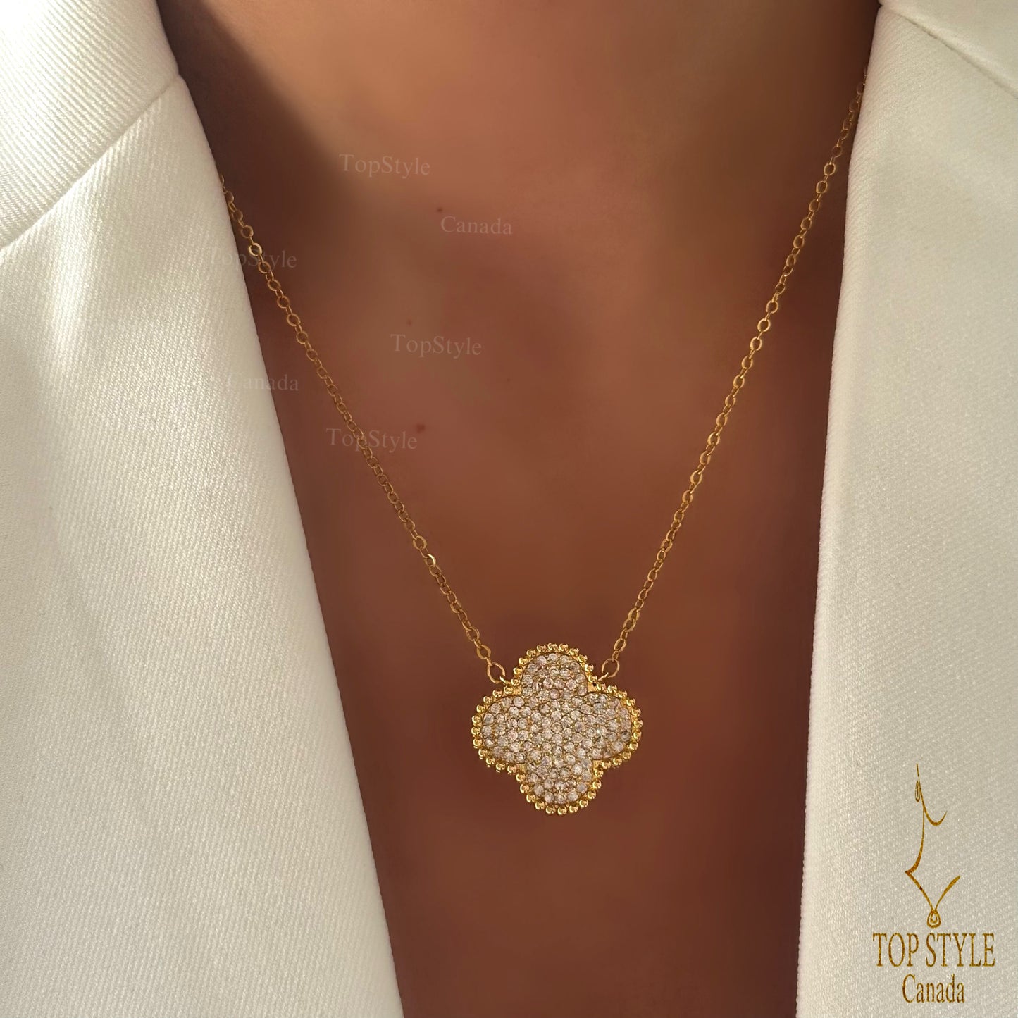 Gold-Plated Clover Sparkle Necklace
