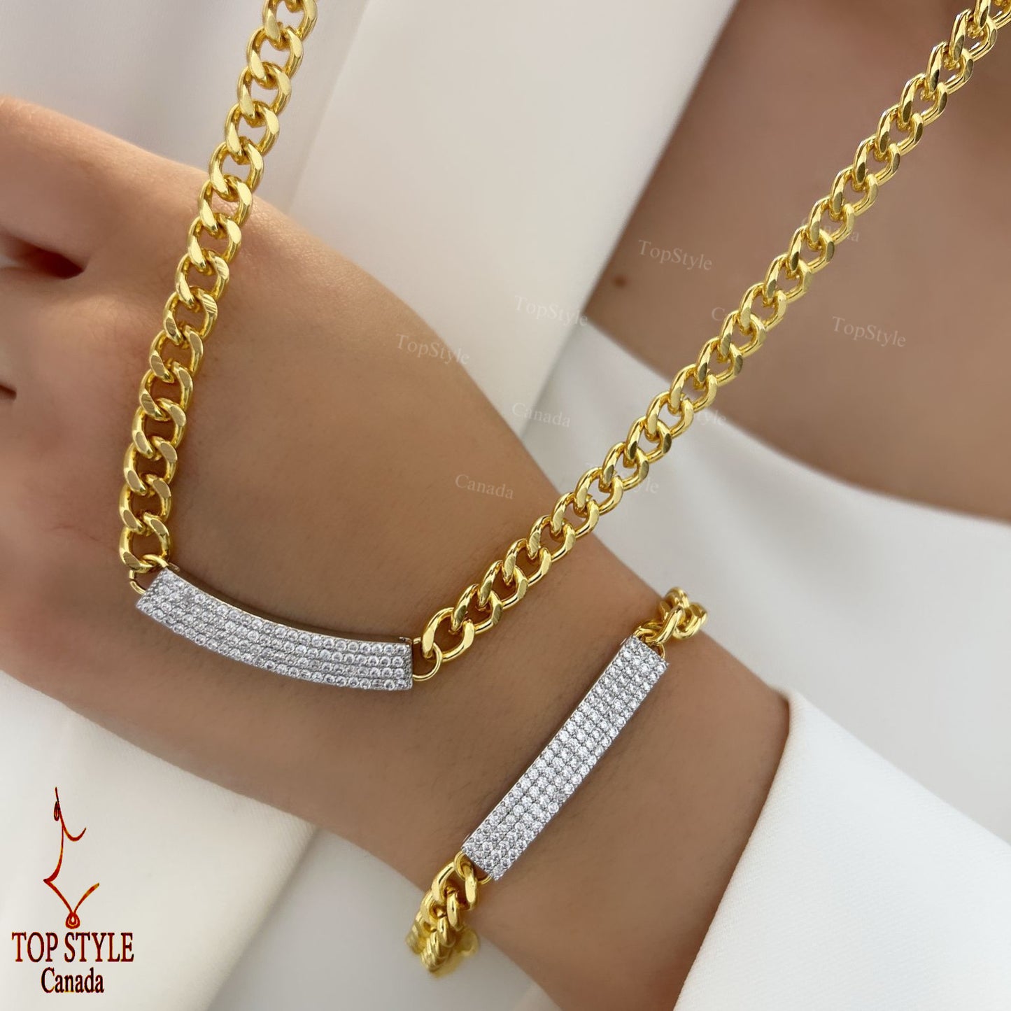 Two-Tone Gold-plated Clear ZC Chain set