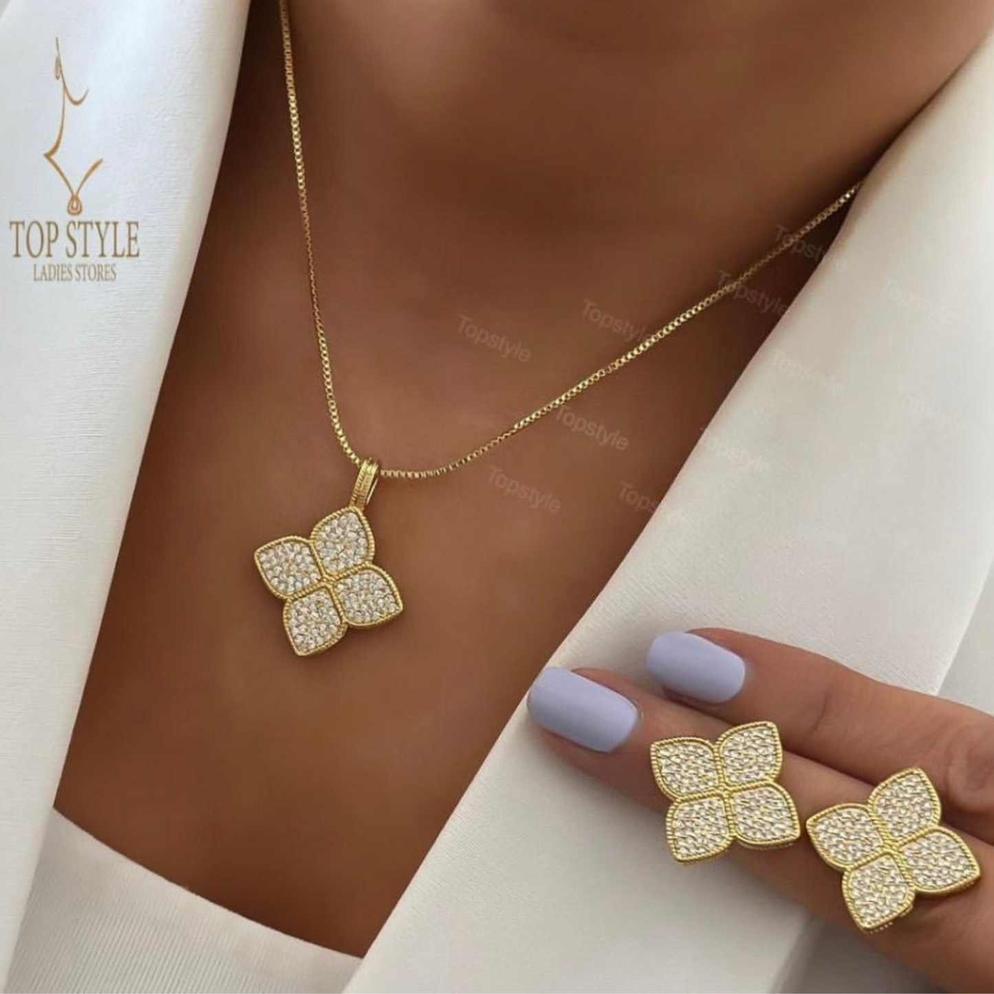 18K Gold-Plated Half Set (Necklace+Earrings)