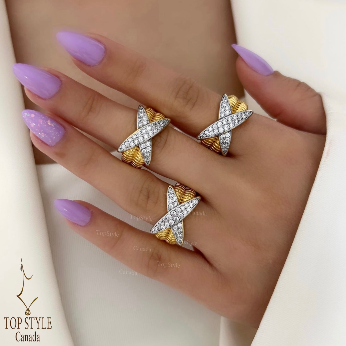 Two-Tone Gold-Plated Adjustable X Ring