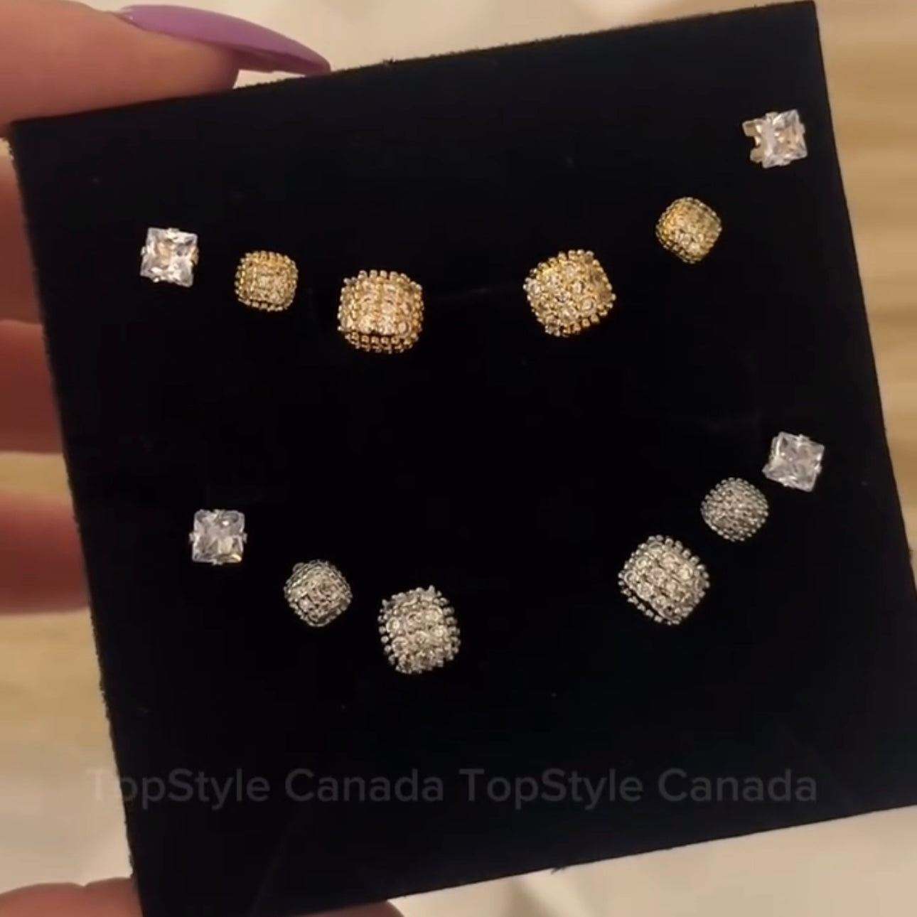 Gold-Plated Stud Earrings Set For Multiple Piercing