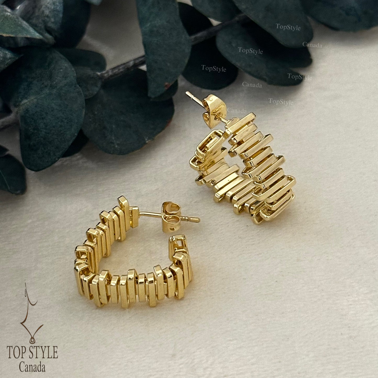 18K Gold-Plated Stylish Hoop Earrings