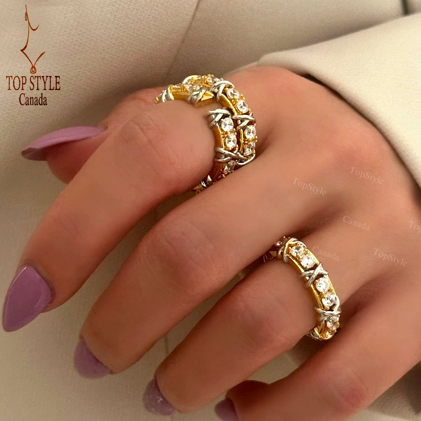 Two-Tone 18K Gold-Plated Ring
