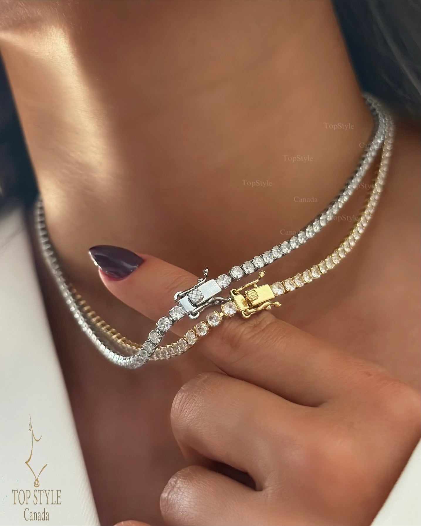 18K Gold Plated Tennis Set (Necklace+Bracelet)