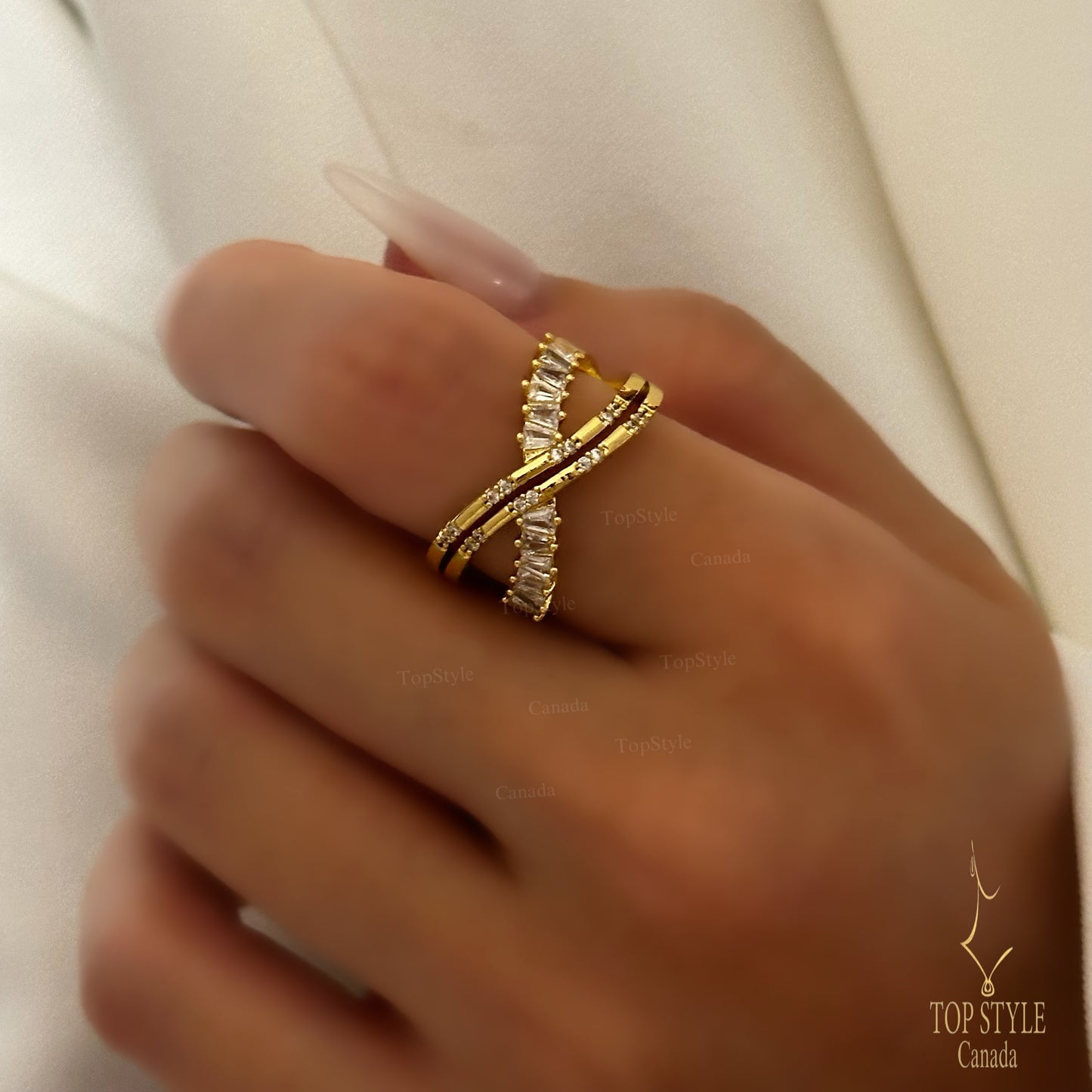 Trendy Adjustable Gold-Plated X Ring