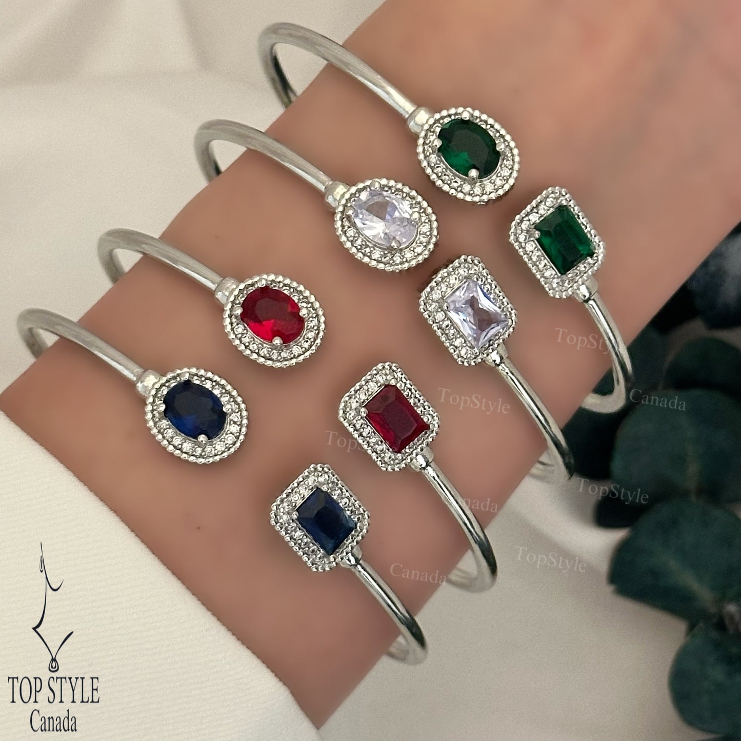 Gold-Plated Royal Gemstone Cuff Bracelet