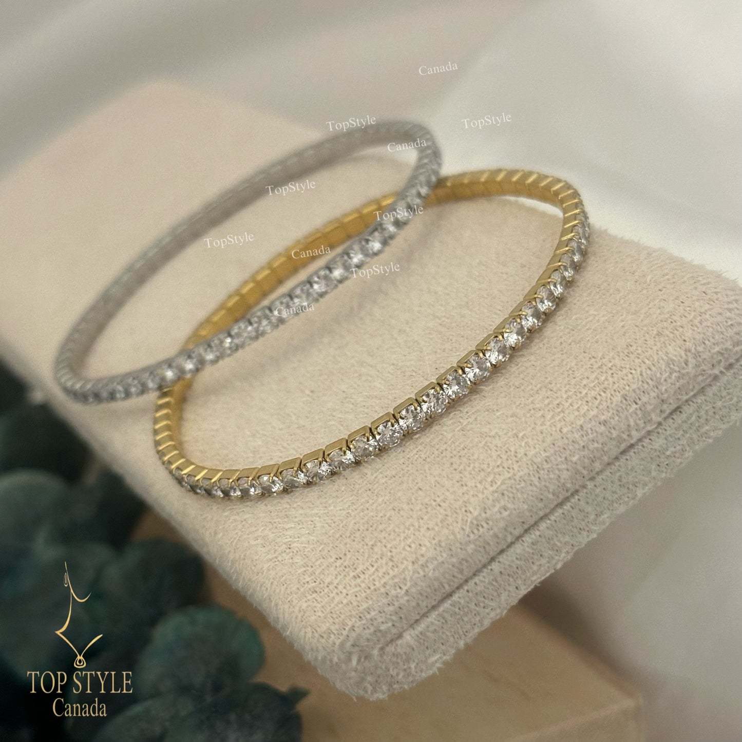 Gold-Plated Stretchy Tennis Bracelet