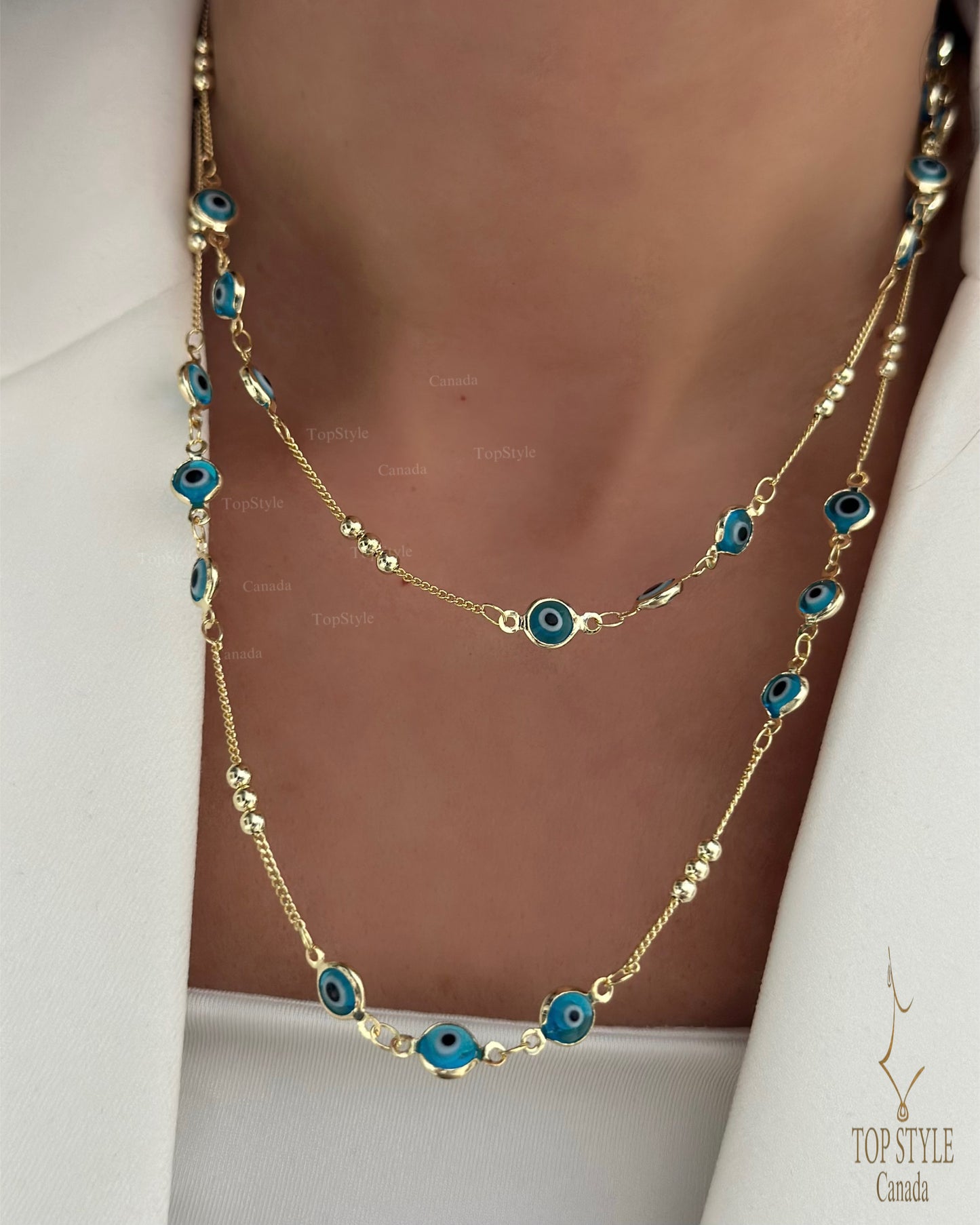 Nazar Luxe Set (Necklace + Bracelet)| 18K Gold Plated