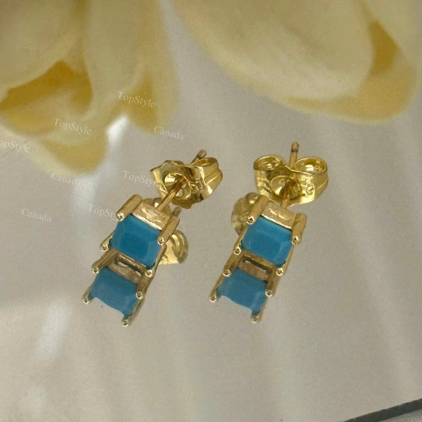 Gold-Plated Geometric Stud Earrings