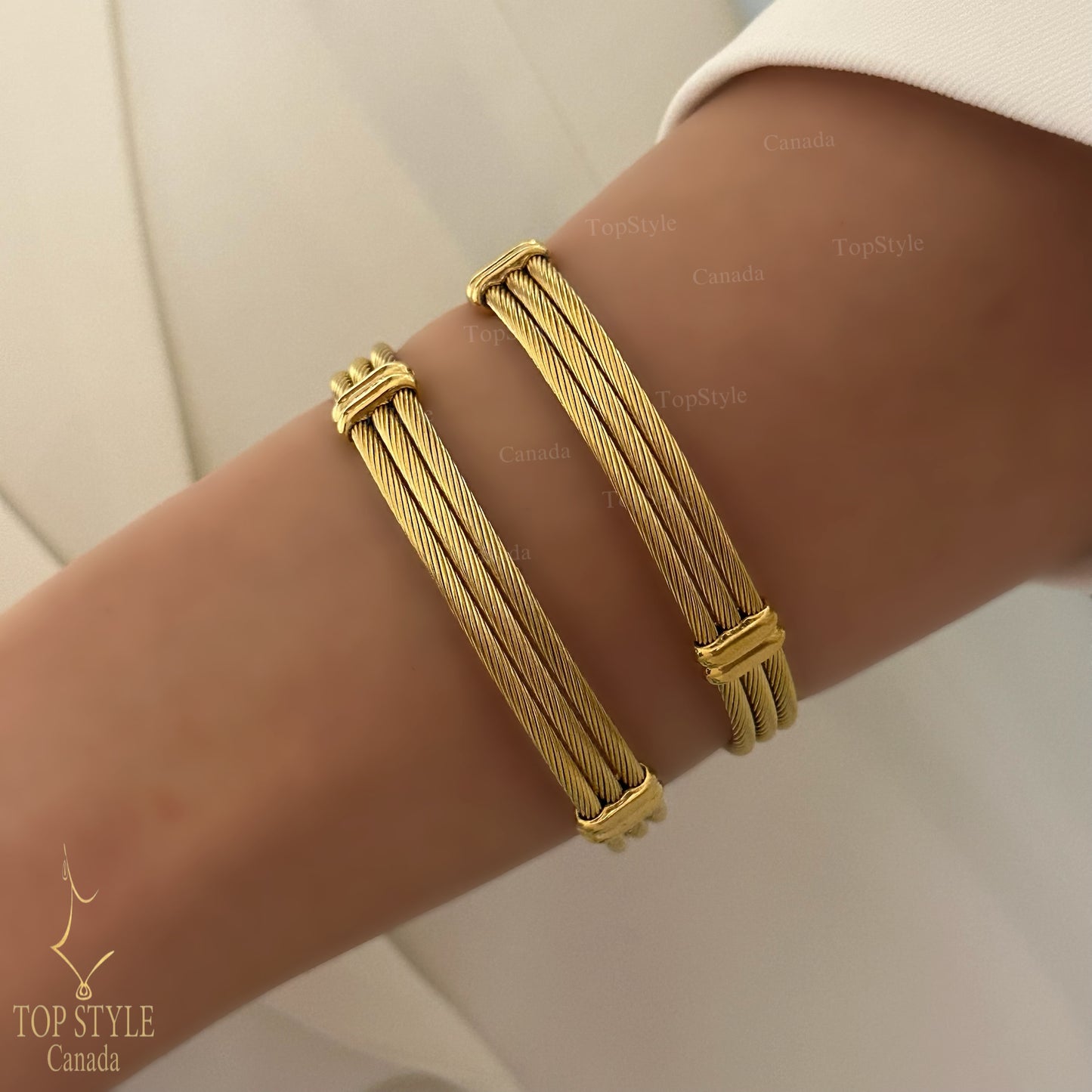Gold-Plated Cable Cuff Bracelet