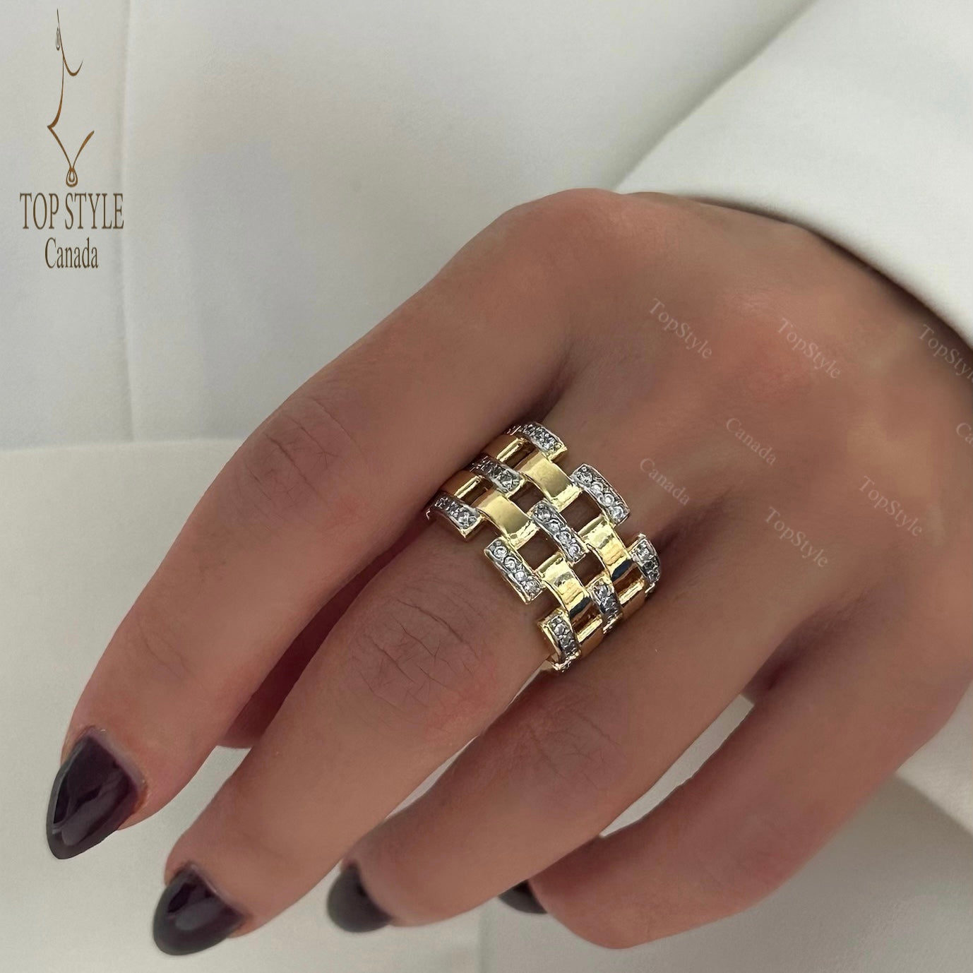 18K Gold Plated Wide Luxe Link Ring