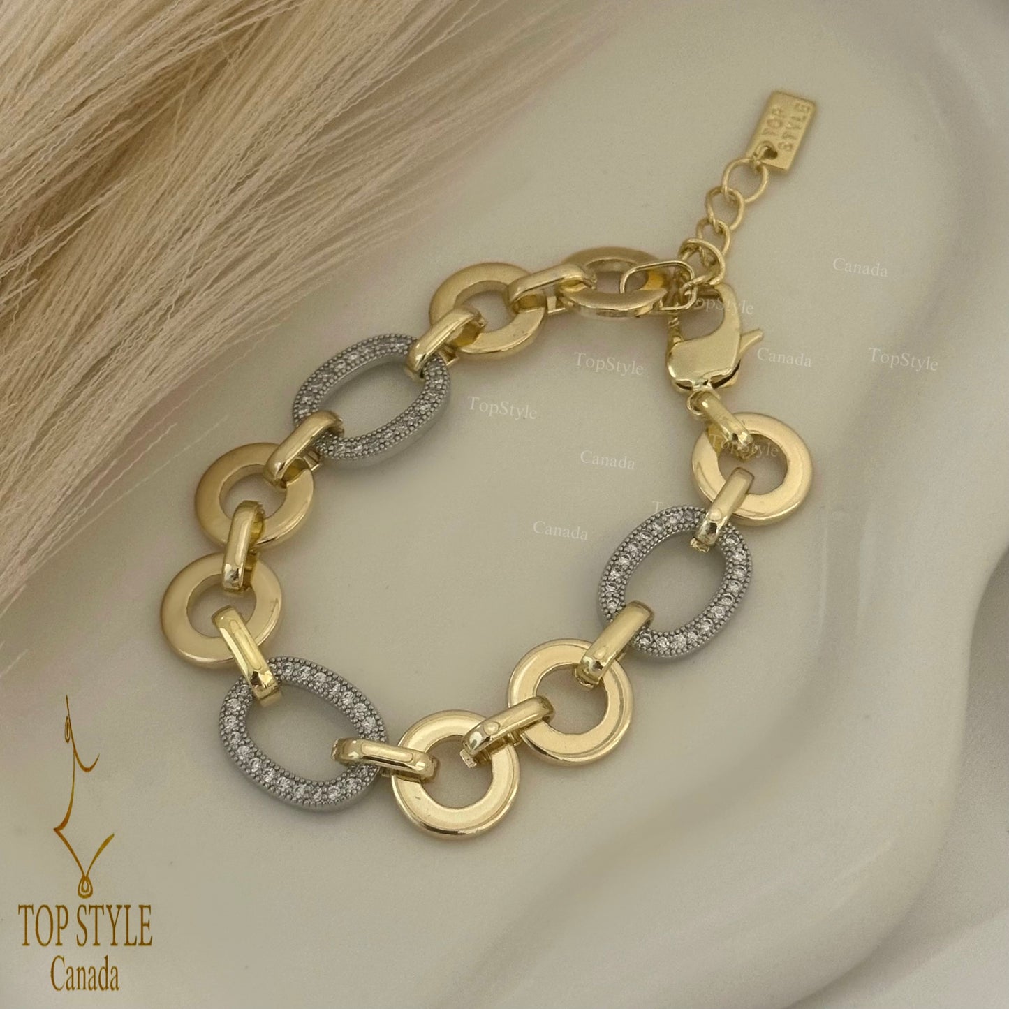 18k Gold Plated Two-Tone Bracelet