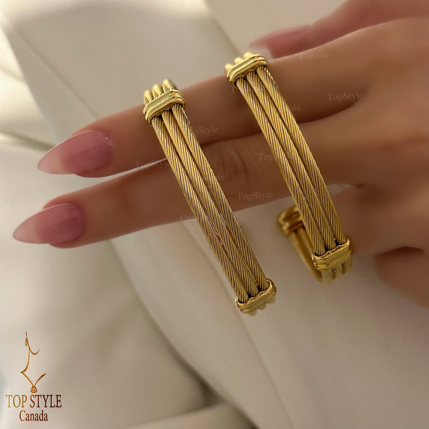 Gold-Plated Cable Cuff Bracelet