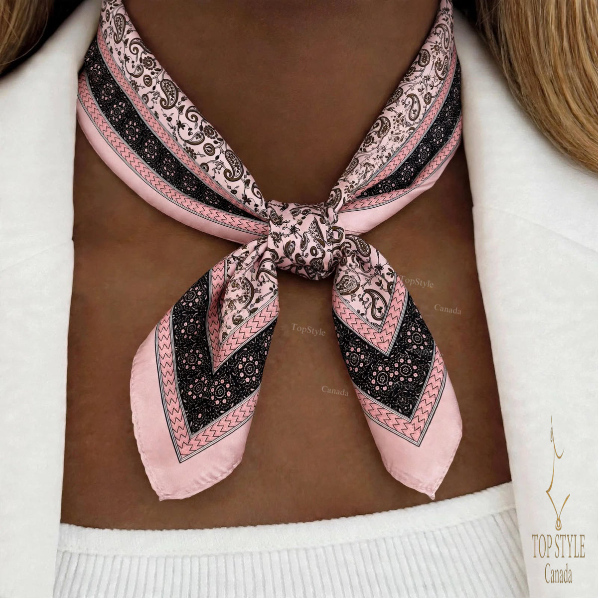 Blush Pink Paisley Coin Scarf Necklace