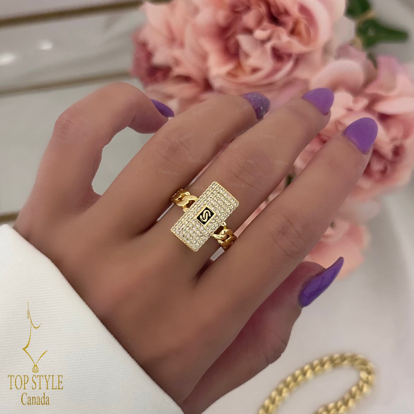 18K Gold Plated Ice Cuban Half Set (Bracelet+Ring)