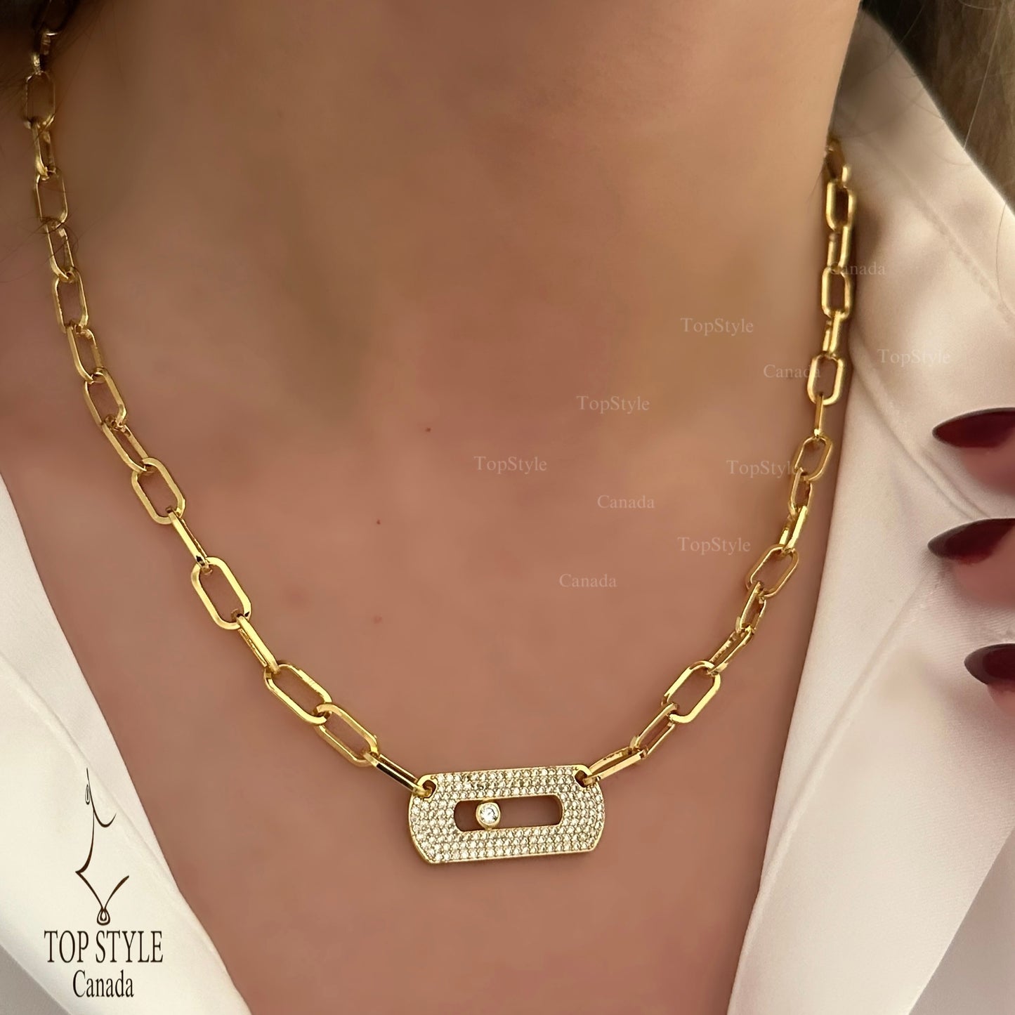 Gold-Plated Sparkle Link Set (Necklace & Bracelet)