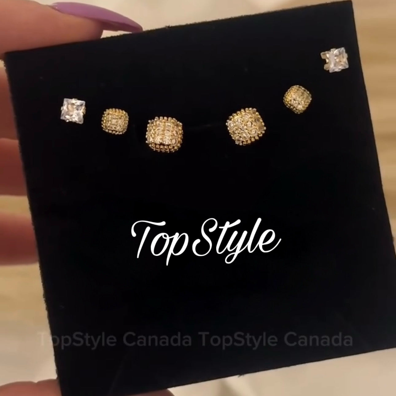 Gold-Plated Stud Earrings Set For Multiple Piercing