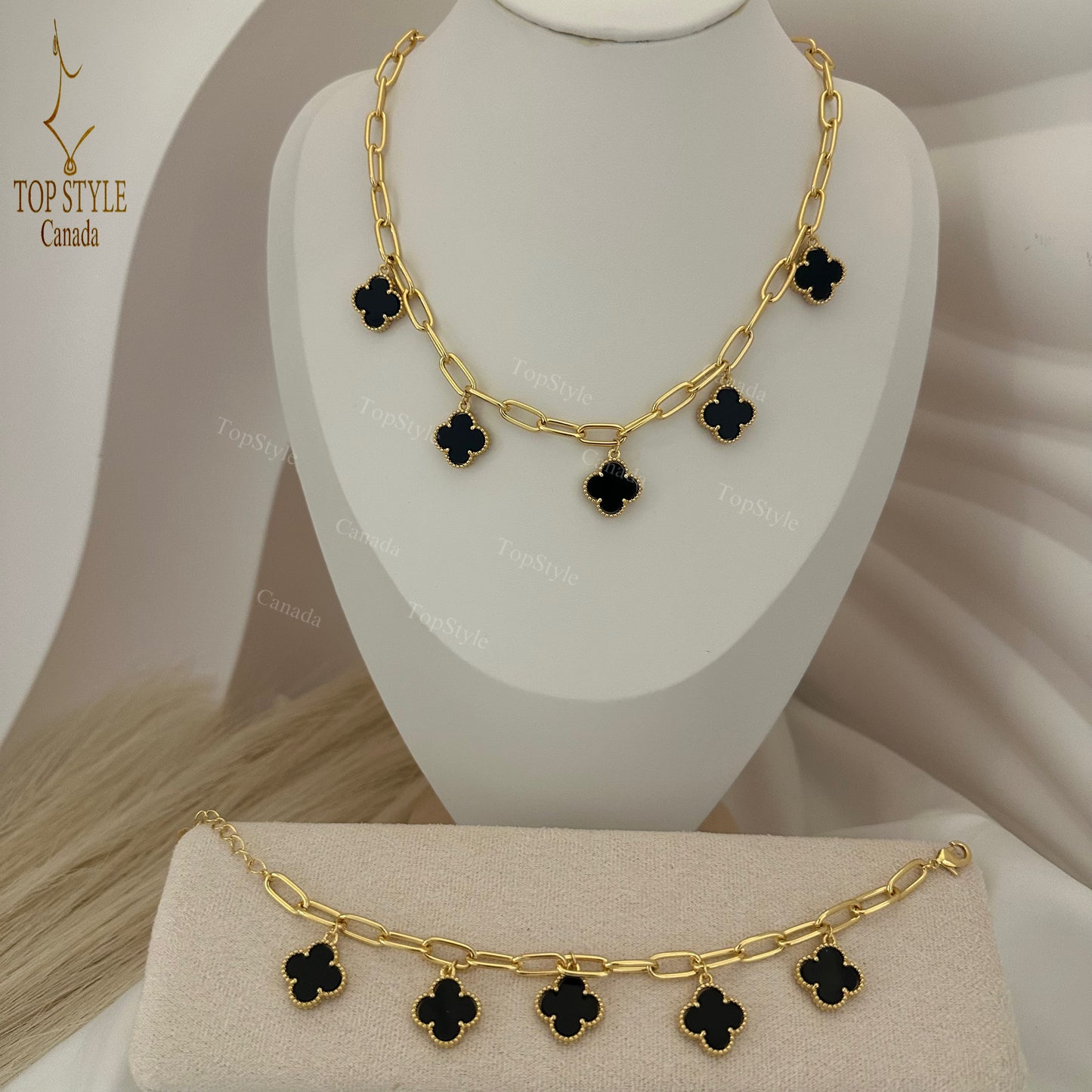 18k Gold-Plated Clover Charm Set