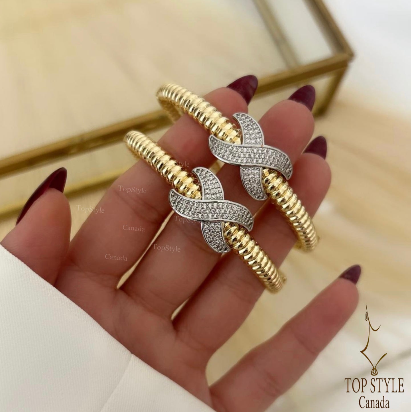 18K Gold-Plated X Bangle
