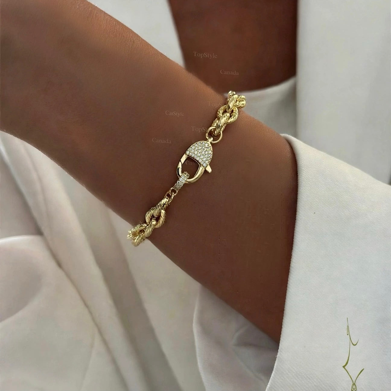 Pave Lobster Clasp Bracelet| 18K Gold Plated