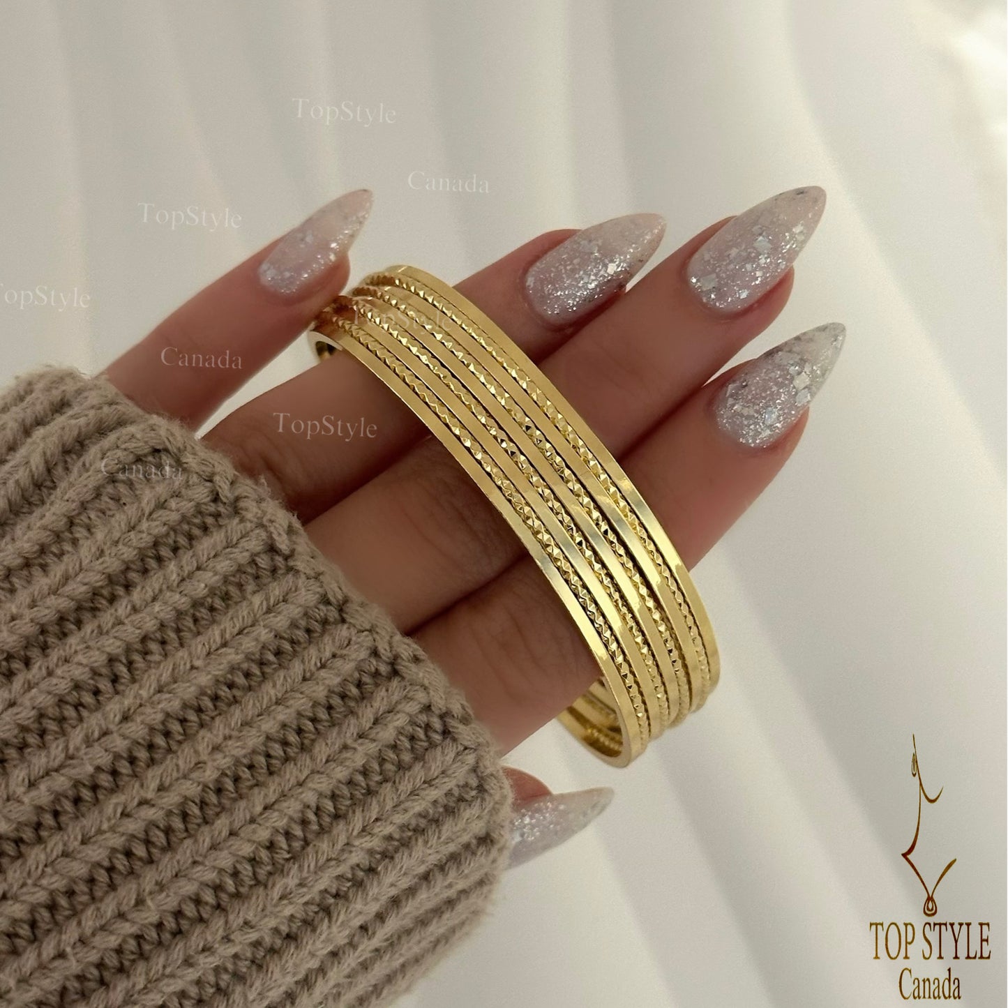 Bracelets joncs de luxe plaqués or 18 carats