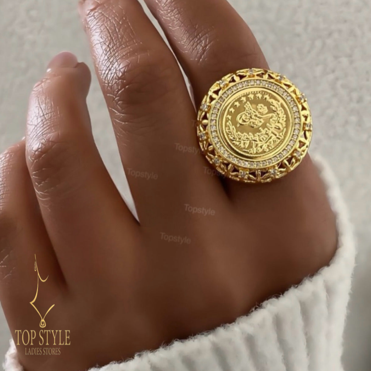 Gold-Plated Ottoman Coin (Lira) Ring