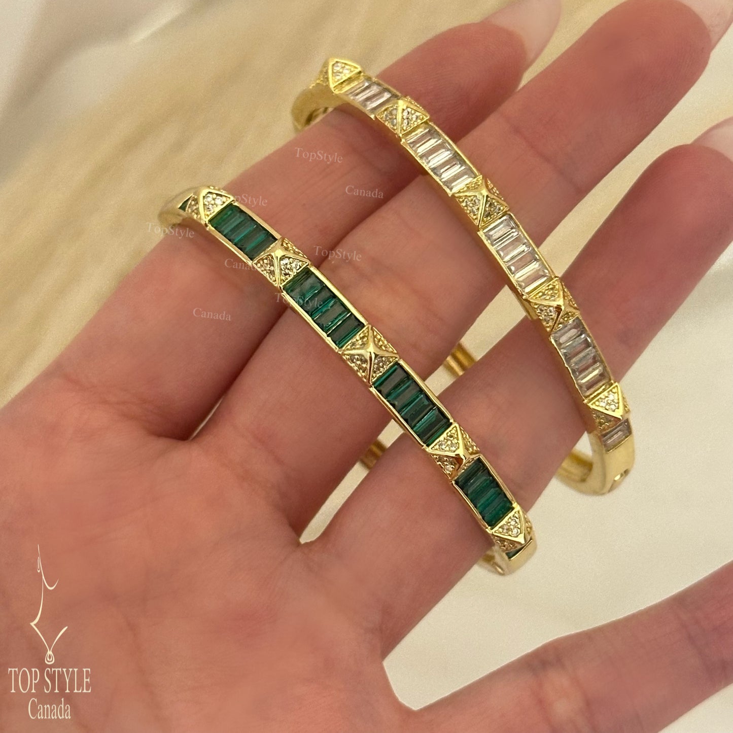 Gold-Plated Baguette Bangle