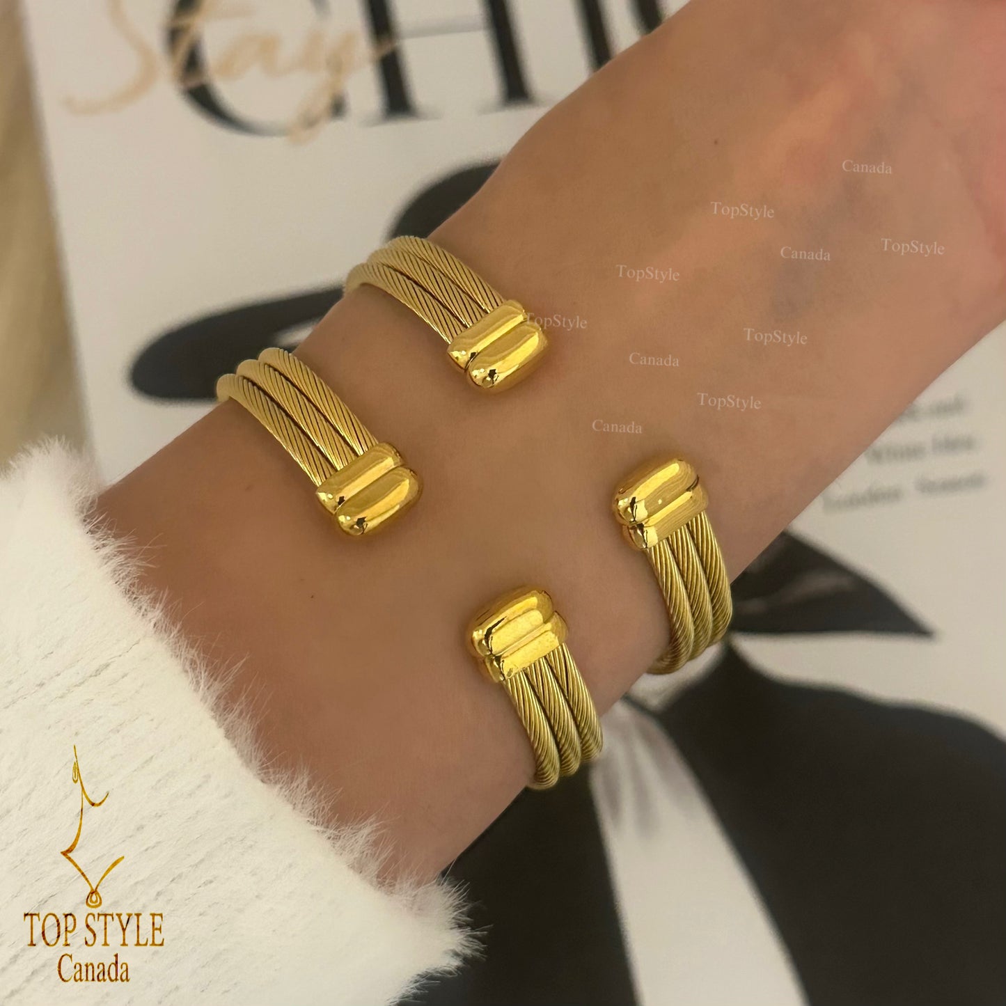Gold-Plated Cable Cuff Bracelet