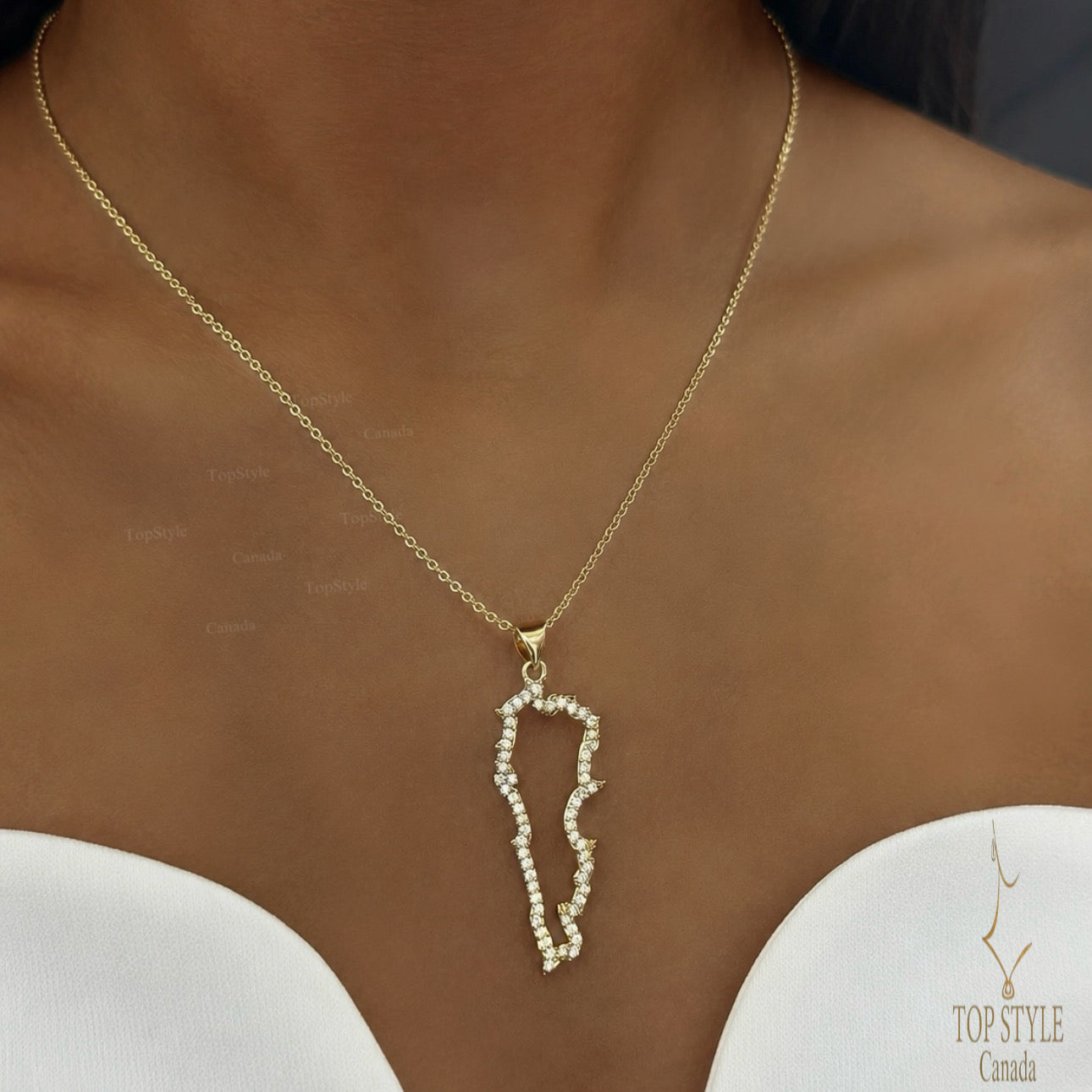 18K Gold Plated Lebanon Map Necklace