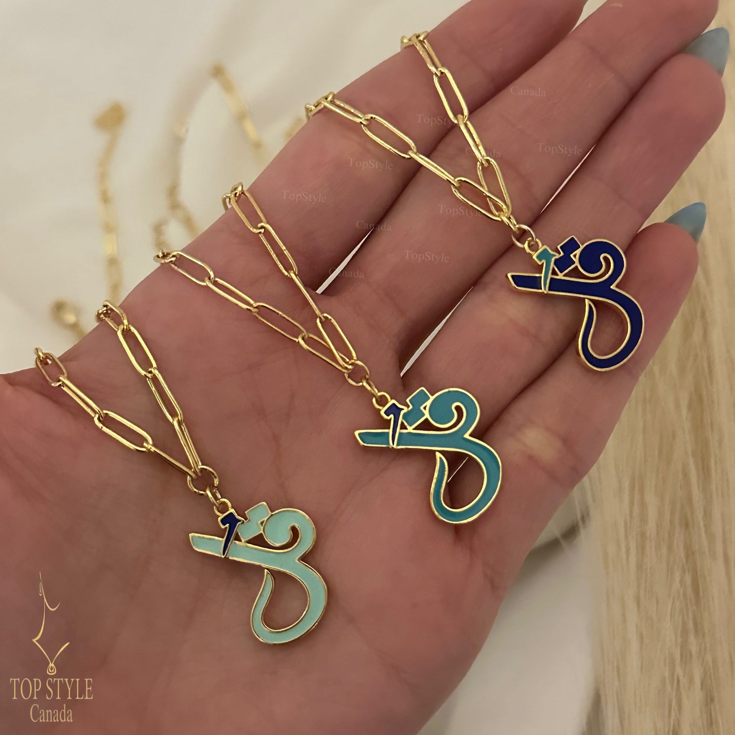 Gold Plated Paper Clip Necklace with Mini Qul Pendant