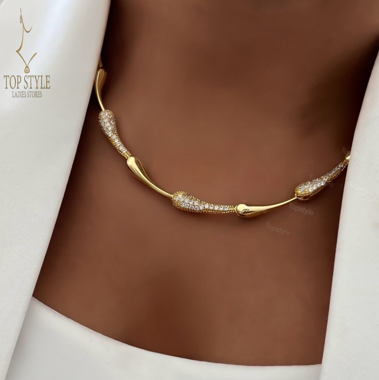 18K Gold Plated Modern Droplet Set (Necklace + Bracelet)
