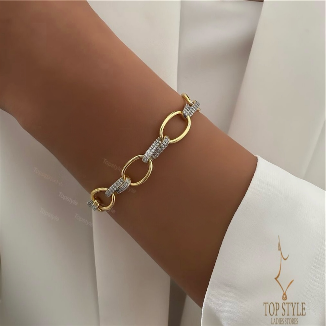 Two-Tone Oval Link Bracelet
