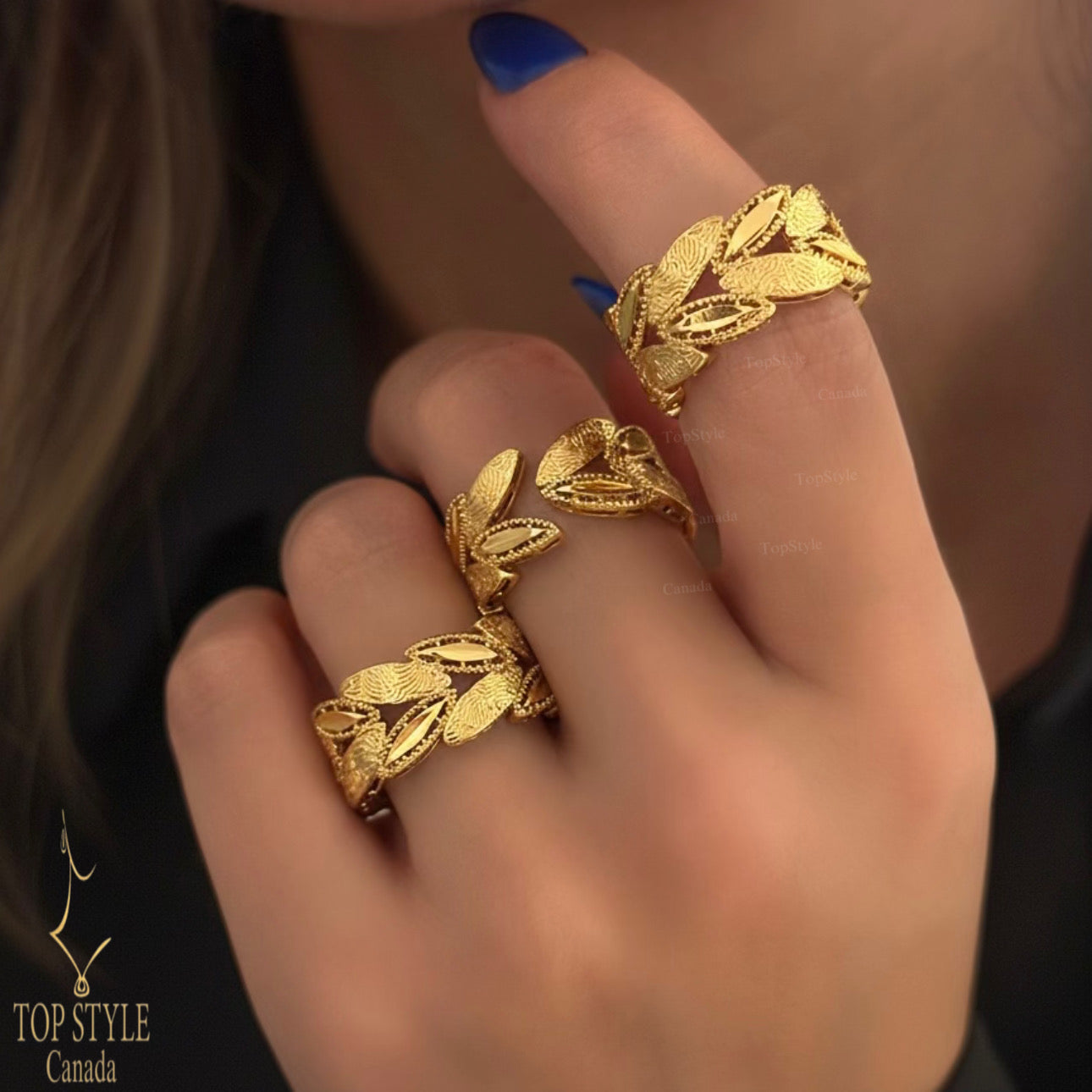 21K Gold Plated Adjustable Leaf Ring
