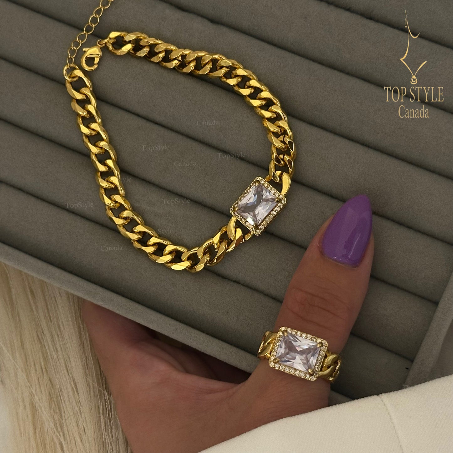 21K Gold Plated Chain Half Set (Bracelet+Ring)