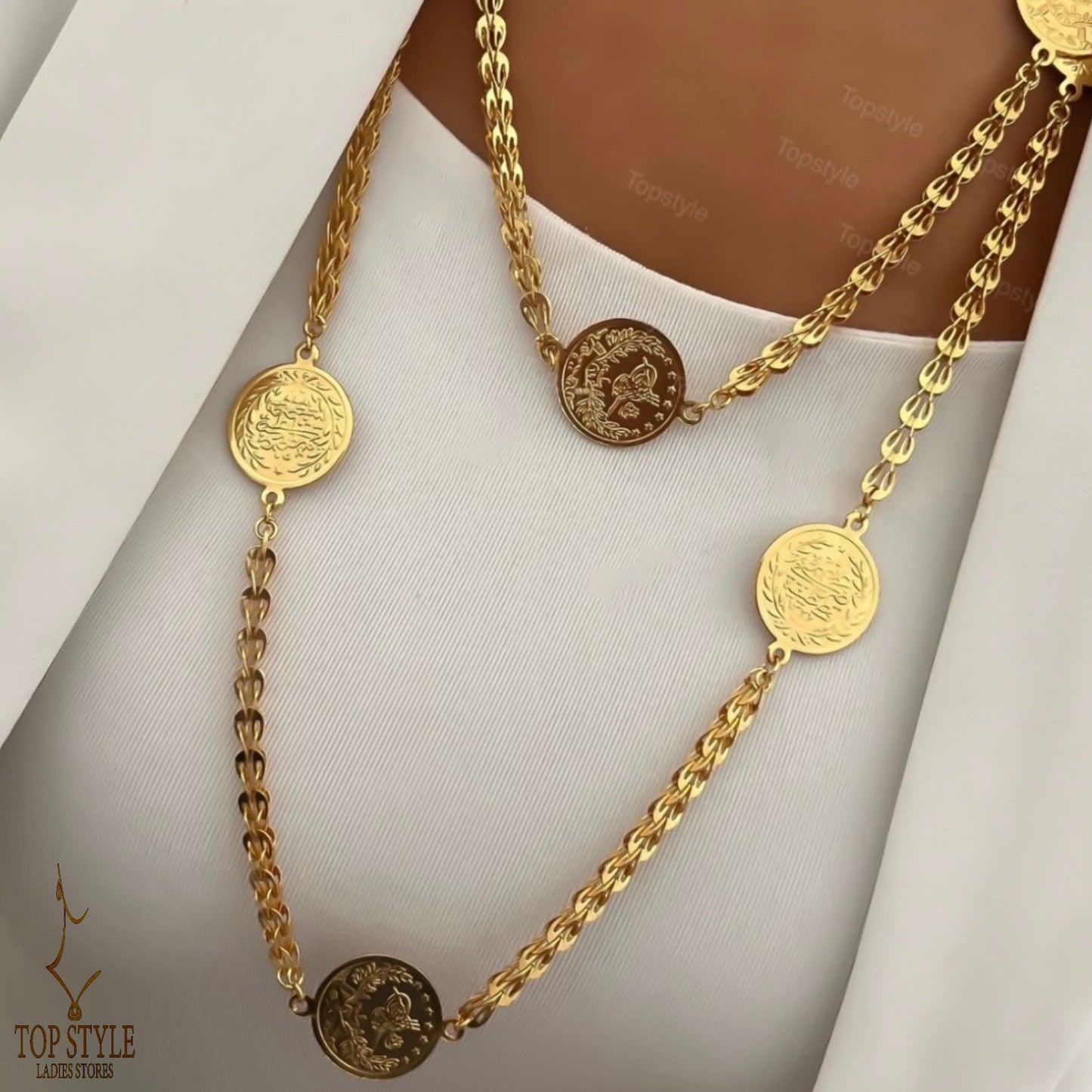 21K Gold-Plated Coin (Lira) Long Necklace