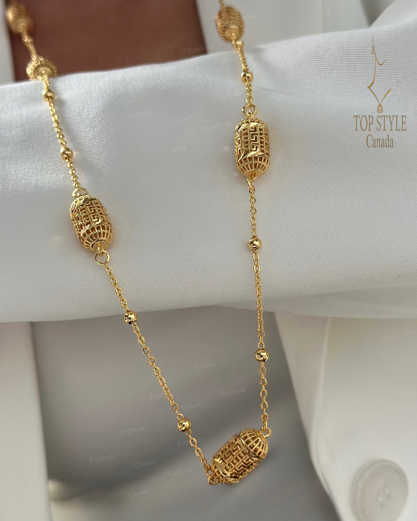 21k Gold Plated Filigree Link Necklace