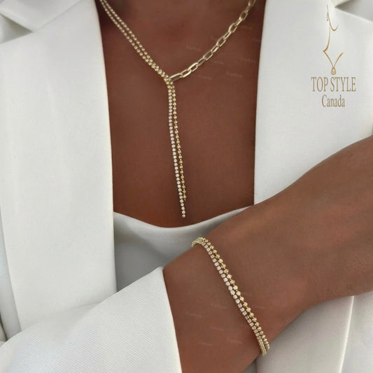 The Luna Tennis Layer Set | 18K Gold Plated