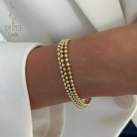 Triple Bead Layered Bracelet | 18K Gold Plated