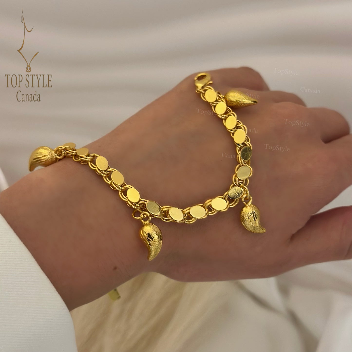 21K Gold-Plated Drop Charm Bracelet