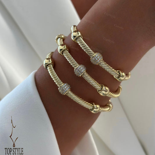 18K Gold Plated Twisted Wire Cuff Bracelet