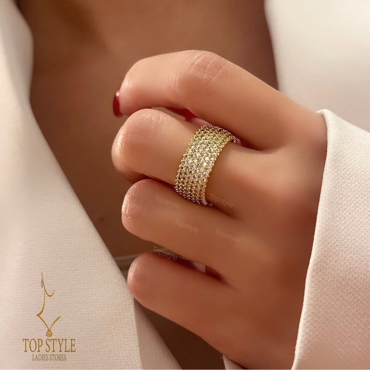 18K Gold-Plated CZ Band Ring