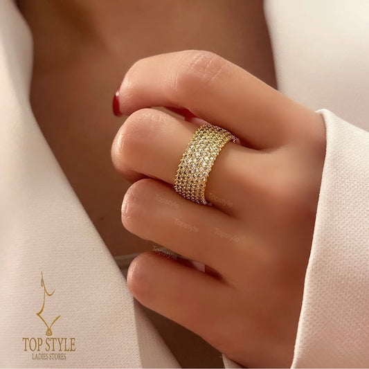 18K Gold-Plated CZ Band Ring